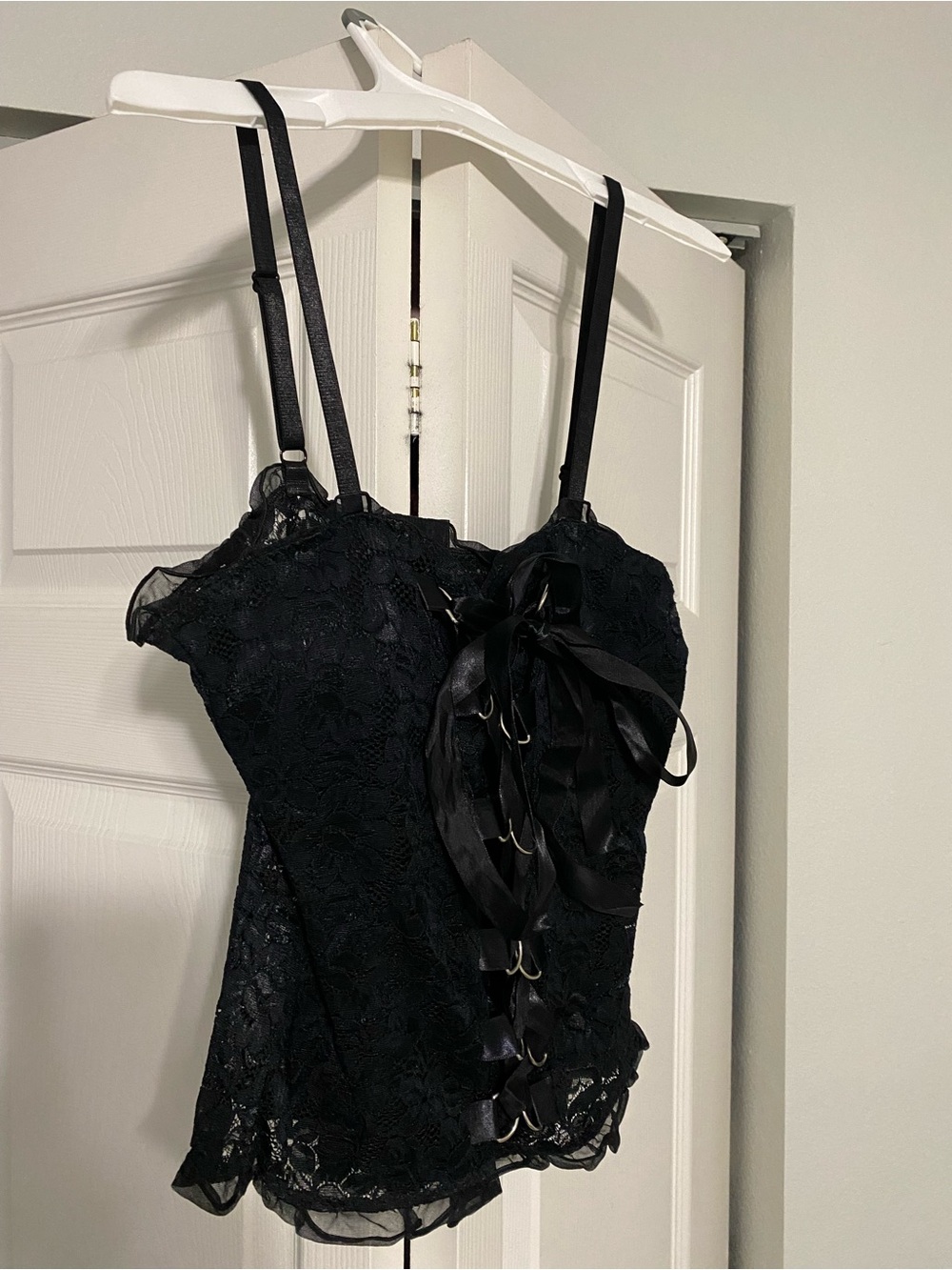 Lace Corset Camisole with Ribbon Lace-Up